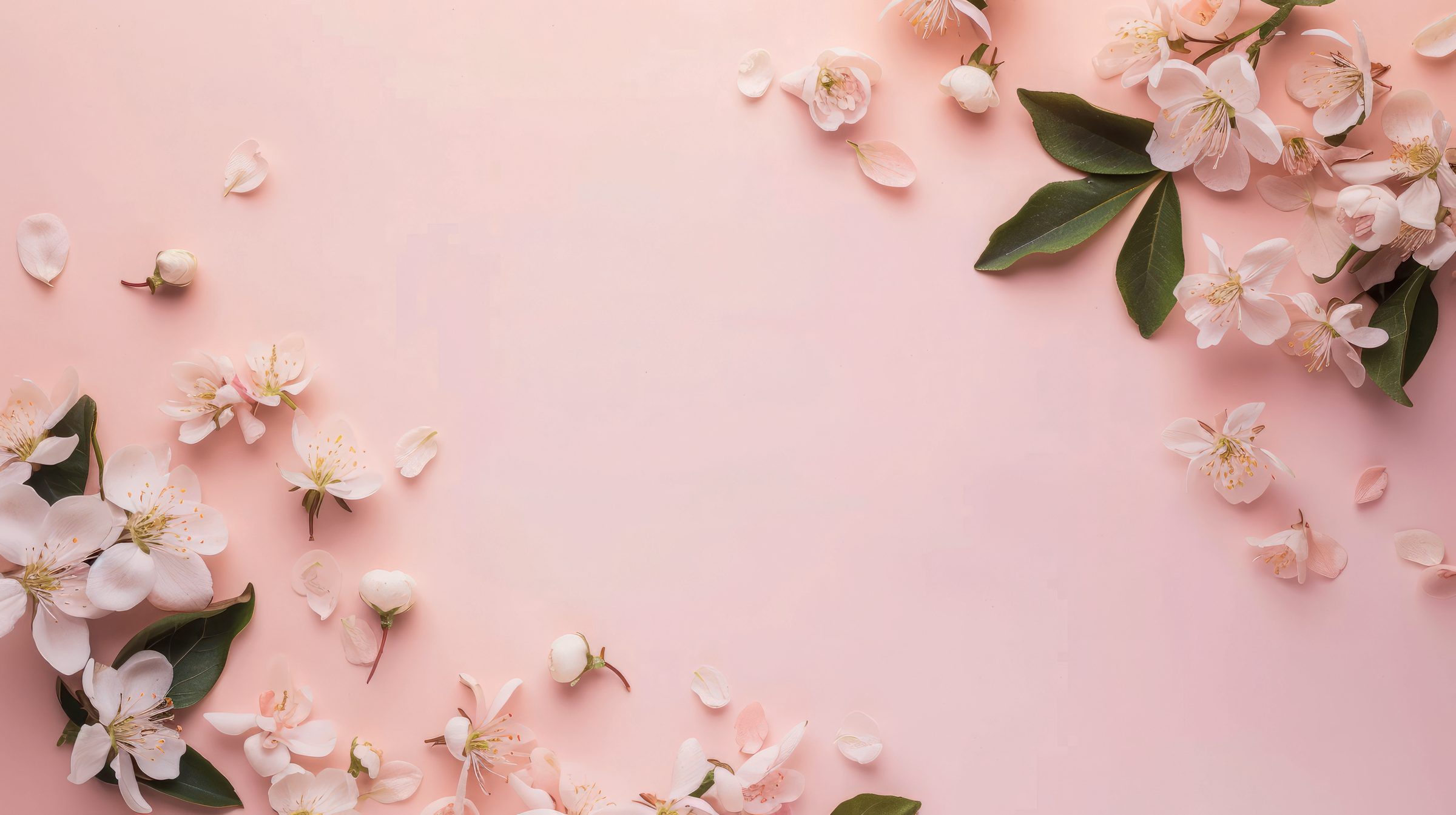 Cherry blossoms on a soft blush backdrop